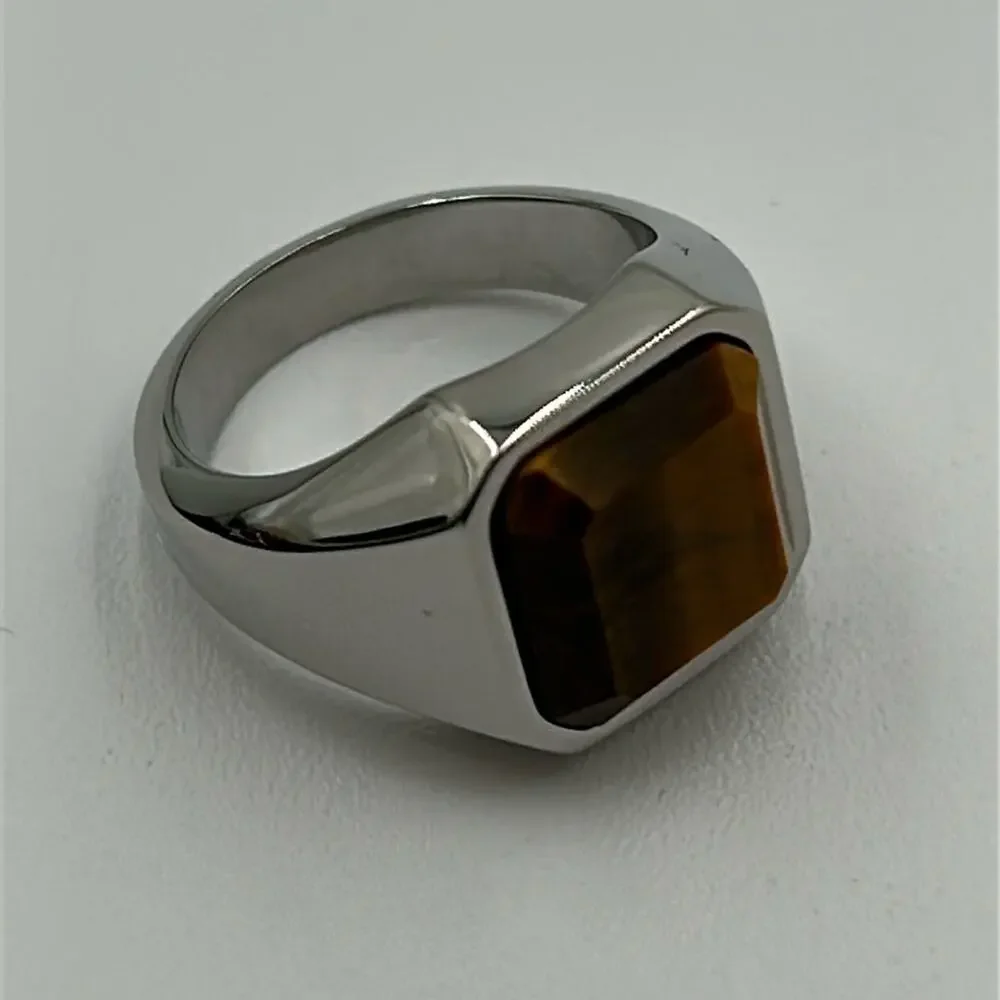 Tiger Eye Natural Gemstone Handmade Men's Ring Size 10.5 NWT